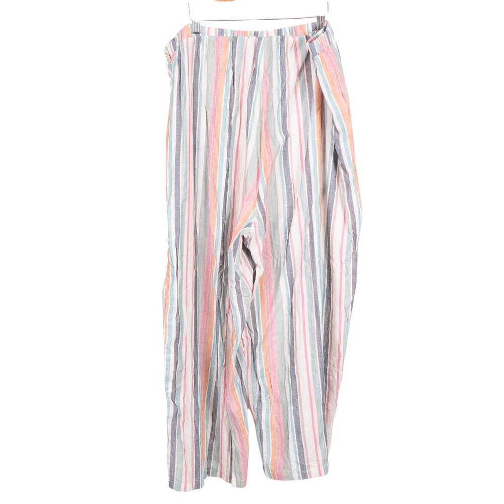 Emery Rose Pajama Lounge Set 5XL Womens NEW Striped Short Sleeve Cream Pink Blue - Picture 11 of 11